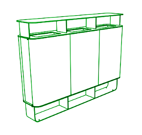 KSD 332 - 1440×292×1060 mm / 60 l + 60 l + 60 l